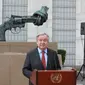 Sekretaris Jenderal Perserikatan Bangsa-Bangsa (PBB) Antonio Guterres berbicara kepada pers di markas besar PBB di New York pada 19 April 2022. (Xinhua/Xie E)