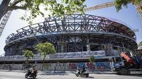 Pemandangan umum menunjukkan lokasi pembangunan Stadion Camp Nou di Barcelona pada 23 Mei 2025. (Josep LAGO/AFP)