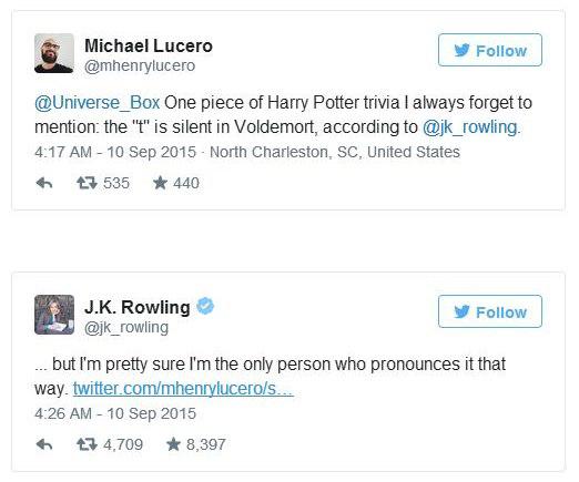 Tweet Michael Lucero yang dibenarkan langsung oleh J.K. Rowling | copyright Twitter.com