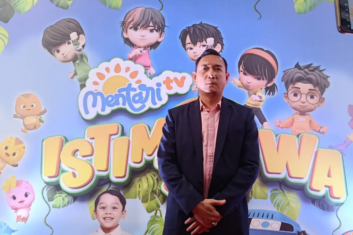 Ketua KPI Ubaidillah menghadiri HUT ketiga MENTARI TV. (Dimas Septyawan/ Liputan6.com)
