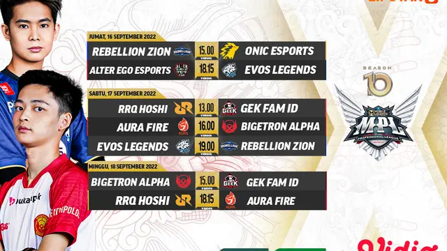 Jadwal dan Link Streaming MPL Indonesia Season 10 Matchweek 6 di Vidio, 16-18 September 2022
