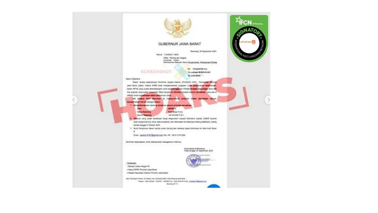 Cek Fakta surat pemprov Jabar
