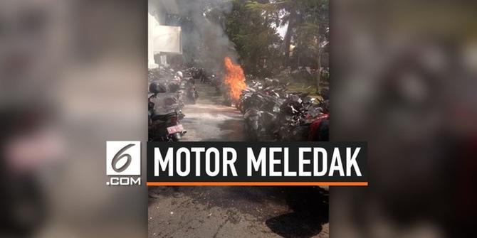 VIDEO: Sepeda Motor Meledak di Parkiran Kemlu