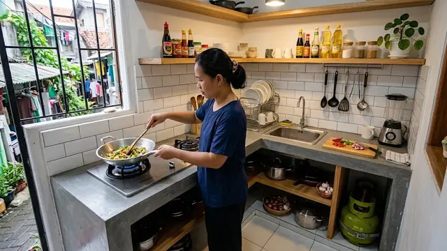 9 Inspirasi Meja Dapur Permanen untuk Ruang Memasak yang Sempit, Manfaatkan Setiap Sudut