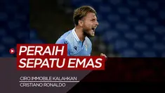 Berita motion grafis 10 besar klasemen perebutan sepatu emas 2019-2020. Ciro Immobile kalahkan Cristiano Ronaldo.
