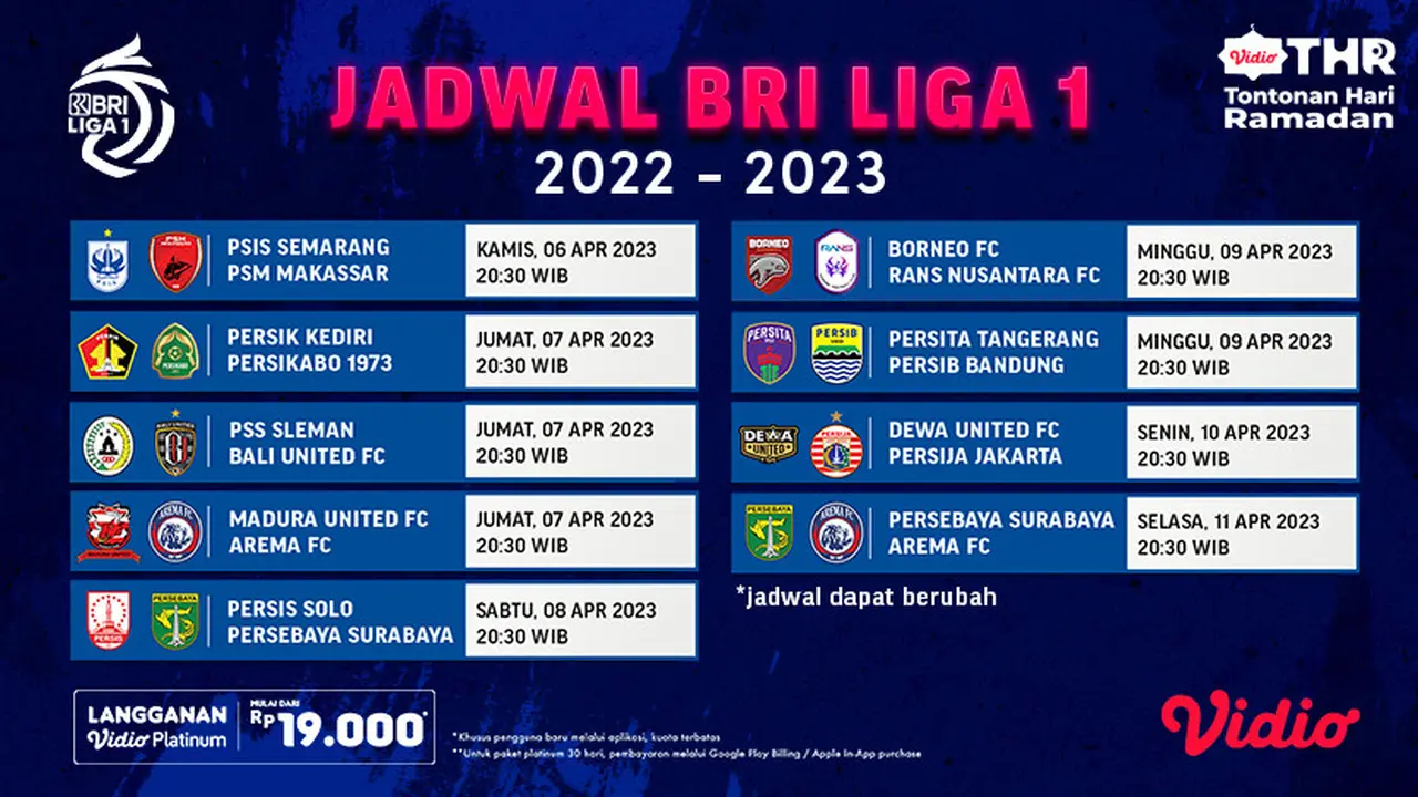 Jadwal Liga 1 Pekan ke-33 Live Vidio, 6 sampai 11 April : PSM Makassar Vs PSIS Semarang, Madura United Vs Arema fc