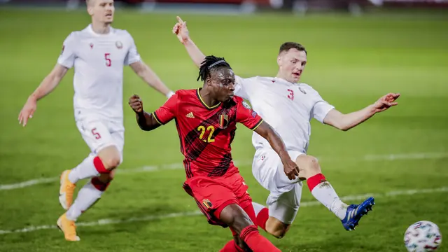 FOTO: Tanpa Romelu Lukaku, Belgia Lumat Belarusia 8-0 - Jeremy Doku