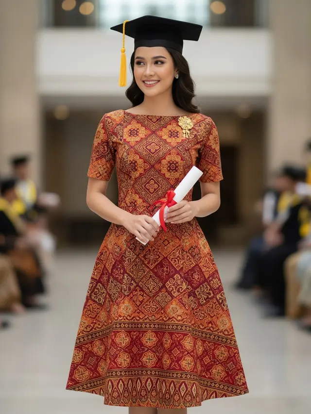 Dress Endek Midi Kontemporer