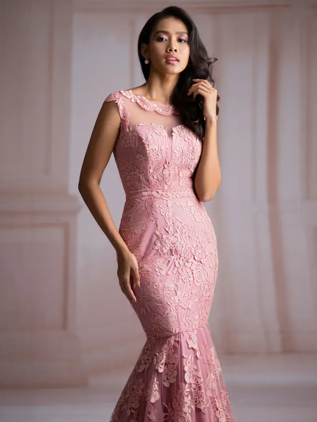 Dress Brokat Kombinasi Tile Import Elegan