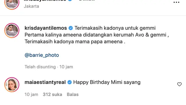 Unggahan Krisdayanti. (Foto: Dok. Instagram @krisdayantilemos)