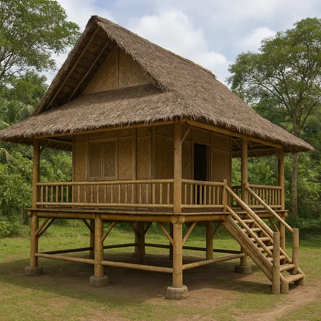Gambar Desain Rumah Bambu Sederhana dan Murah (Image by Chatgpt)