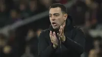 Setelah pembicaraan lebih lanjut dengan petinggi Barcelona, Xavi memutuskan pada 25 April 2024 untuk bertahan hingga masa kerjanya berakhir. (LLUIS GENE / AFP)