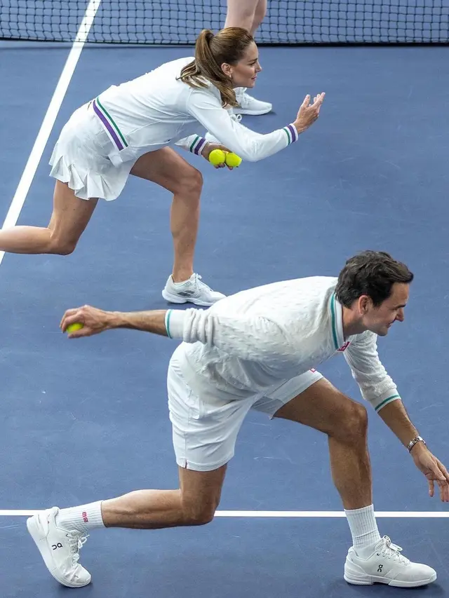 8 Gaya Sporty Kate Middleton saat Adu Skill Tenis Bareng Legenda Roger Federer