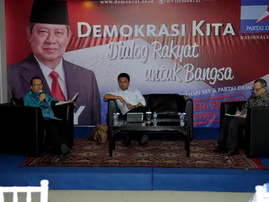 Senin 3 Maret 2014 sebuah diskusi bertema Kebijakan Luar Negeri Indonesia digelar di kantor DPP Partai Demokrat di Jakarta (Liputan6.com/Helmi Fithriansyah).