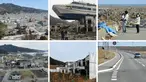 Foto kombinasi kondisi porak-poranda wilayah pesisir Jepang setelah dihantam tsunami pada 11 Maret 2011 (atas) dan kondisi lokasi yang sama 10 tahun kemudian (bawah). Tepat hari ini 10 tahun lalu, gelombang tsunami akibat gempa berkekuatan magnitudo 9,0 menyapu wilayah pesisir Jepang. (AFP Photo)