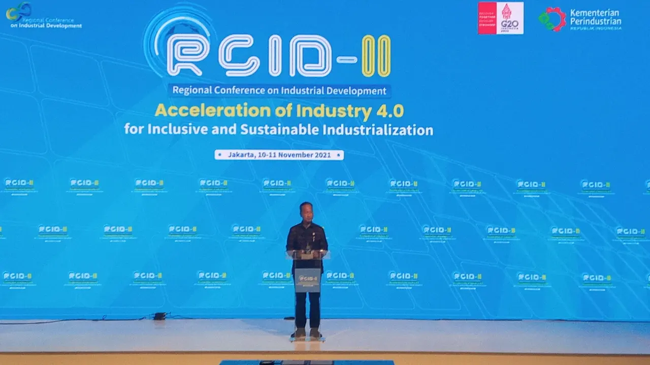 Menteri Perindustrian Agus Gumiwang Kartasasmita pada pembukaan RCID ke dua di Jakarta, Rabu (10/11/2021).