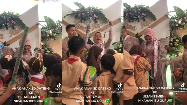 Viral Anak SD Kondangan ke Nikahan Guru, Bawa Kado Peralatan Rumah