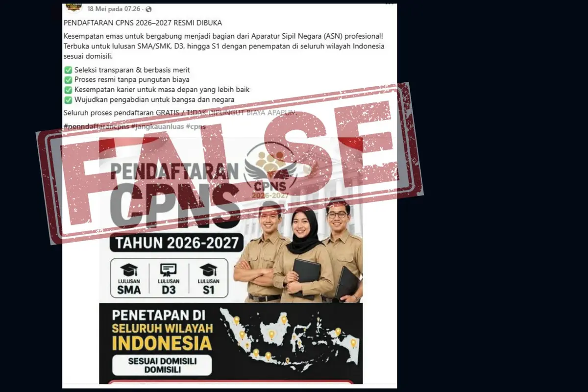 Hoaks klaim link pendaftaran CPNS 2026-2027 untuk lulusan SMA sampai S1