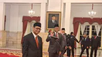 Presiden Joko Widodo atau Jokowi resmi melantik Sudaryono sebagai Wakil Menteri Pertanian (Wamentan) di Istana Negara Jakarta, Kamis, (18/7/2024). (Liputan6.com/Lizsa Egeham)