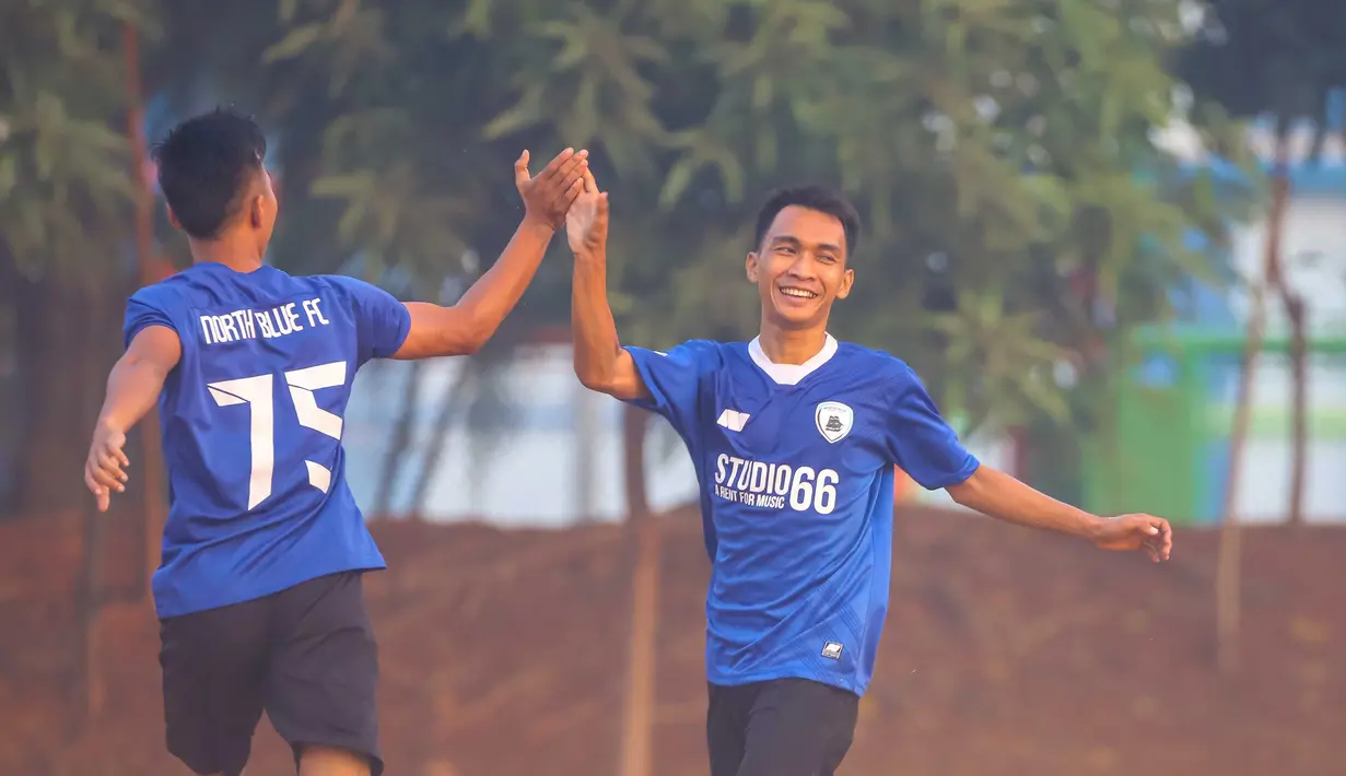 Pemain melakukan selebrasi saat laga Liga Ayo Jakarta 2019. (Liga Ayo)