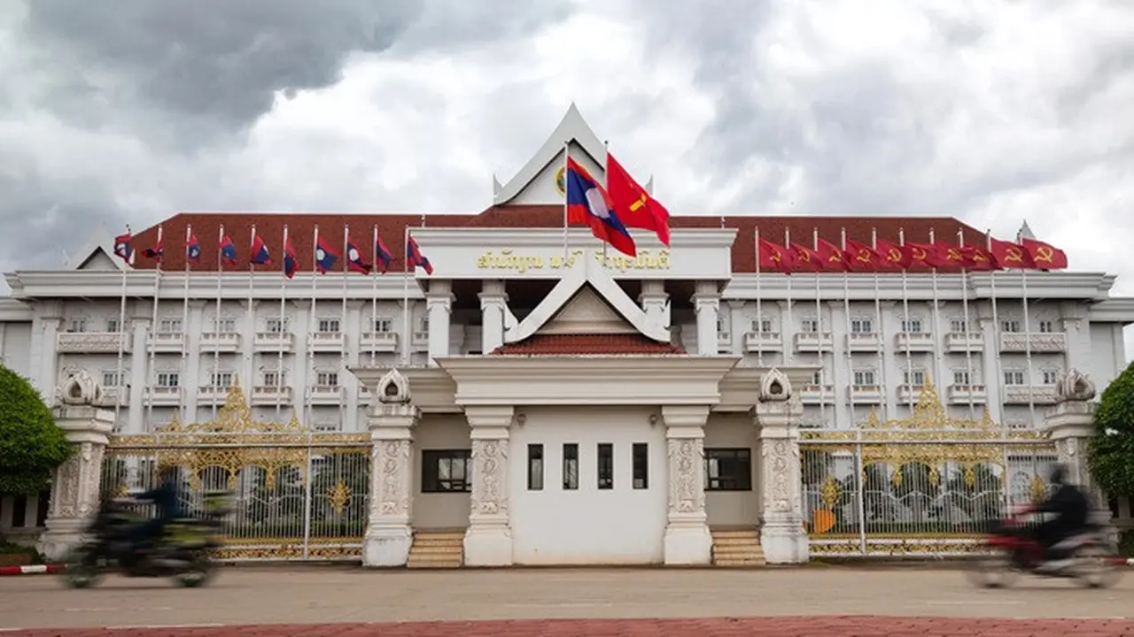 Penampakan sebuah gedung pemerintah di Vientiane, Laos, pada 24 Juli 2026.