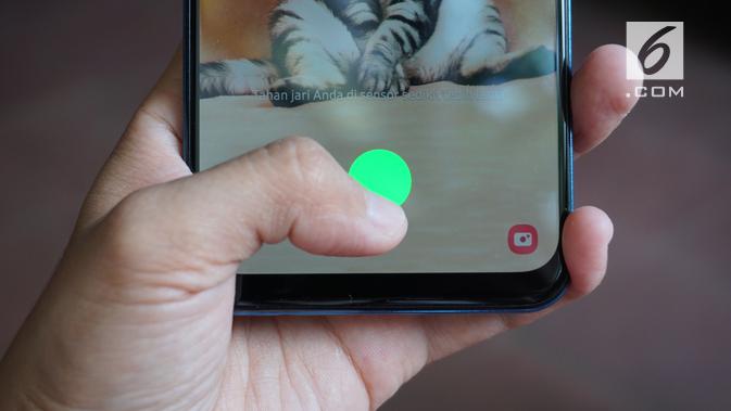 Fingerprint di layar pada Galaxy A50 (Liputan6.com/ Agustin Setyo W)