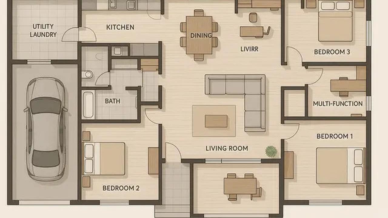 Denah Rumah 1 Lantai 3 Kamar Tidur dan Garasi, Ini Referensi untuk Punya Hunian Mininalis Modern