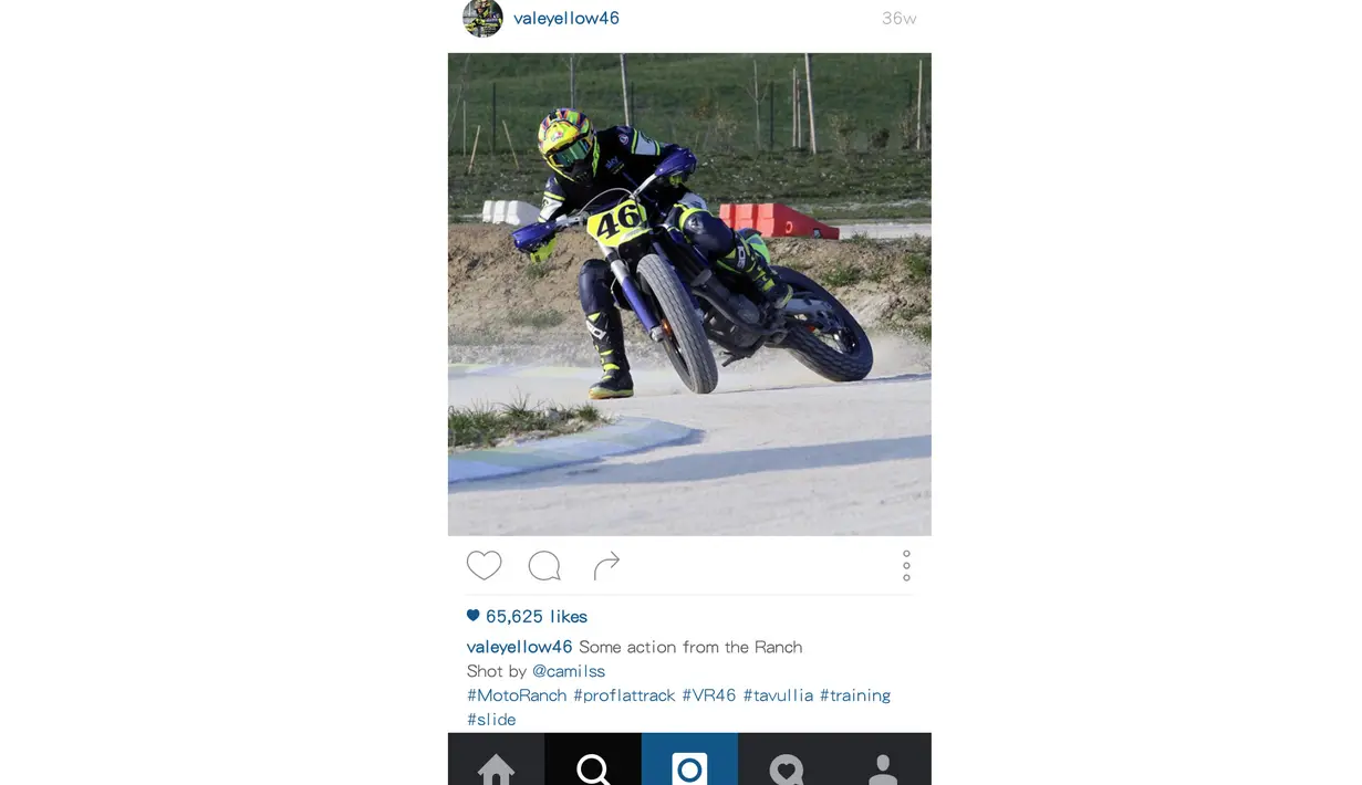 Inilah aksi Valentino Rossi dengan motor trail di MotoRanch lewat akun Instagram