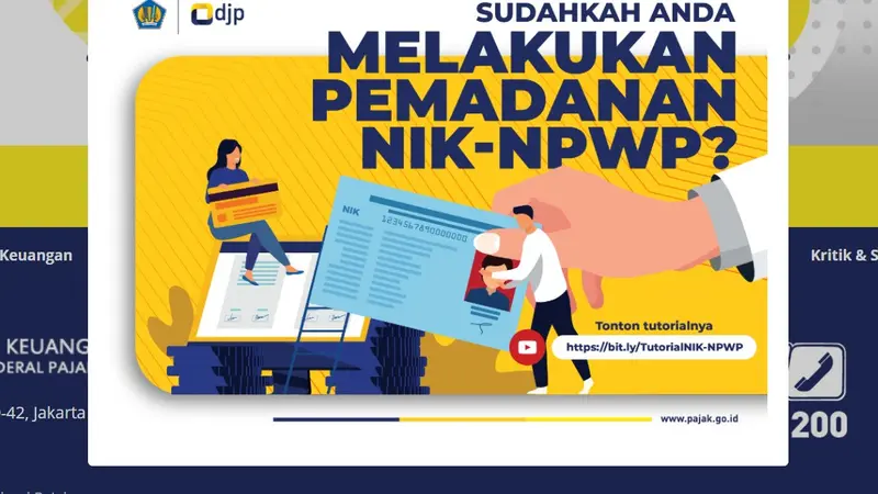 Pemerintah memberikan batas waktu pemadanan Nomor Induk Kependudukan (NIK) sebagai Nomor Pokok Wajib Pajak (NPWP) orang pribadi penduduk dan NPWP 16 digit bagi Wajib Pajak (WP) orang pribadi bukan penduduk, badan, dan instansi pemerintah.