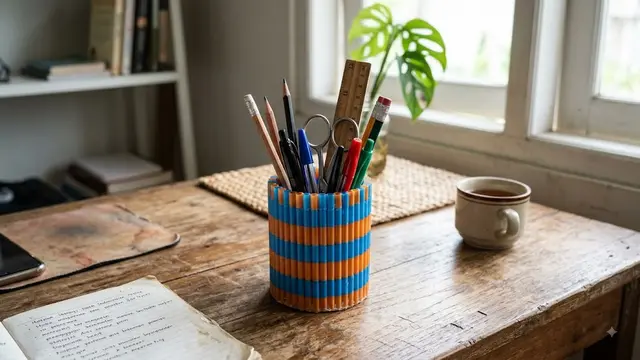 Tempat Pensil dari Sedotan