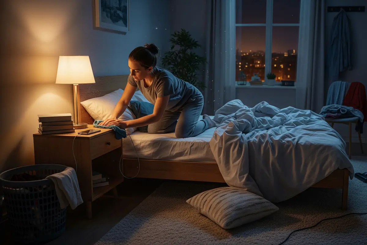 Ilustrasi Membersihkan Kamar Tidur/Gemini AI