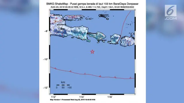 Gempa bumi masih mengguncang kawasan Indonesia. Kali ini, gempa bermagnitudo 5,4 menggetarka Denpasar, Bali.
