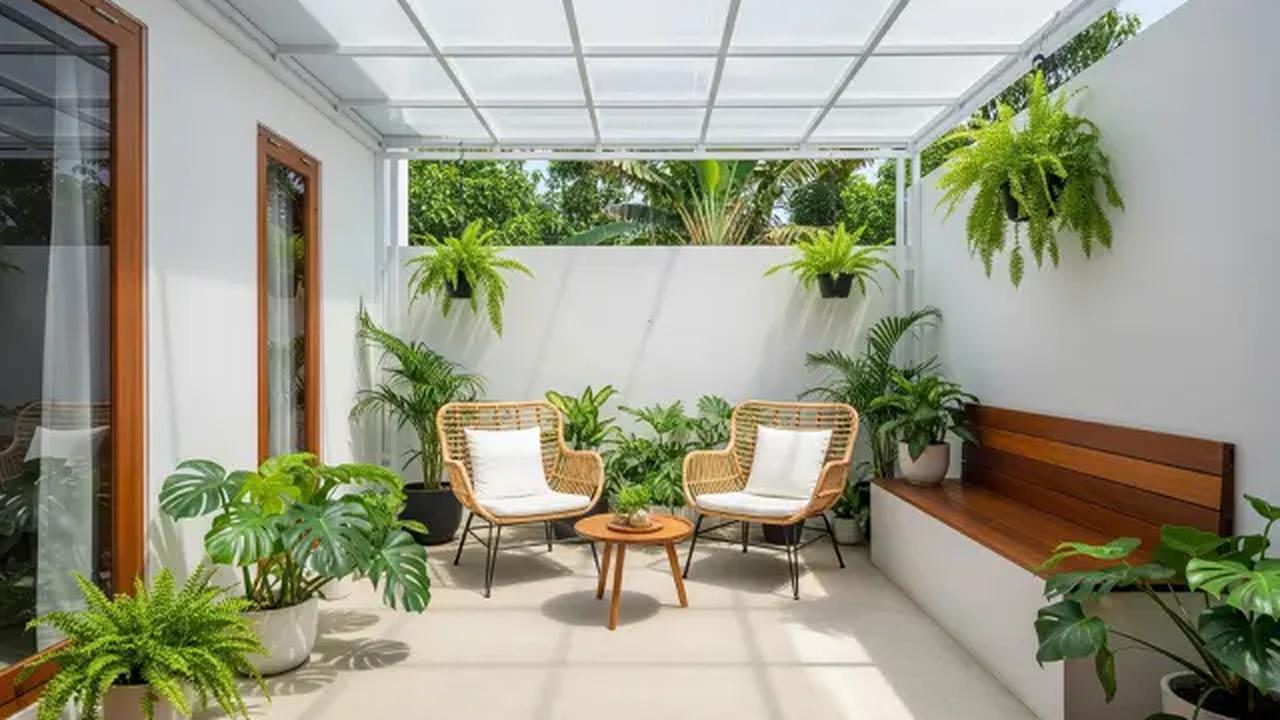 Teras Asri dengan Kanopi Polycarbonate/Desain Teras Rumah Minimalis Ukuran 3x5 dengan Kanopi (Sumber: gemini.com)