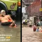 Aksi warga saat banjir (Sumber: Twitter/kirekswasta/sujuable)