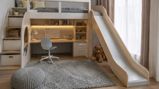8 Inspirasi Kamar Anak dengan Perosotan di Dalamnya, Seru dan Hemat Ruang