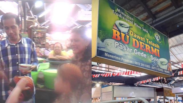 Dawet Telasih Bu Dermi salah satu yang terkenal di Solo telah berdiri sejak tahun 1930 sempat didatangi Presiden Jokowi saat masih jadi Wali Kota Solo