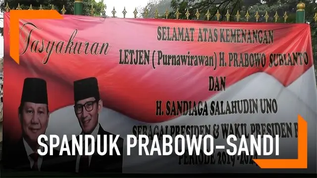 VIDEO: Lagi, Warga Pasang Spanduk Kemenangan Prabowo-Sandi