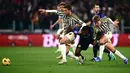 Derby d'Italia yang mempertemukan Juventus dengan Inter Milan di putaran pertama Serie A Liga Italia musim 2023/2024 berakhir tanpa pemenang. Laga di Allianz Stadium tuntas dengan imbang 1-1. (MARCO BERTORELLO/AFP)