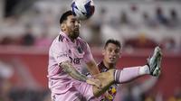 Aksi bintang Inter Miami, Lionel Messi saat melawan New York Red Bull pada lanjutan MLS 2023 di Red Bull Arena, New York, Minggu (27/8/2023) pagi WIB. (AP Photo/Eduardo Munoz Alvarez)