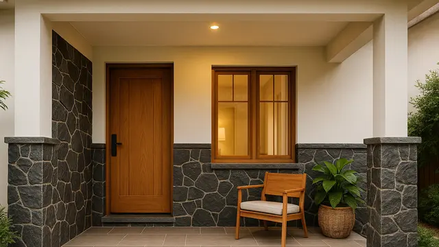 Teras Rumah Cantik dengan Batu Alam