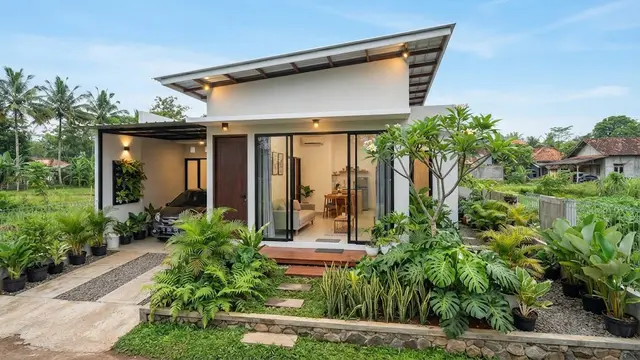 Desain rumah type 21 minimalis modern yang hemat biaya dan kekinian model dengan taman