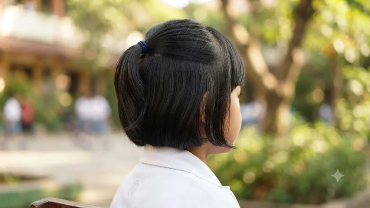 Model Kuncir Rambut Anak Sekolah untuk Rambut Pendek