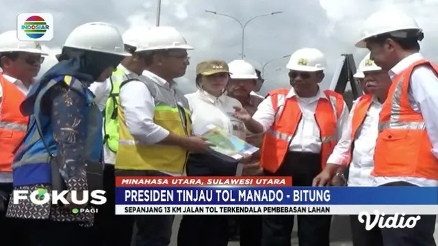 Presiden Jokowi tinjau perkembangan pembangunan proyek jalan Tol Manado-Bitug di Kabupaten Minahasa Utara.