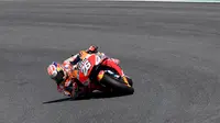 Aksi pembalap Repsol Honda, Dani Pedrosa pada MotoGP Italia 2018 di Sirkuit Mugello. (AP Photo/Antonio Calanni)