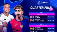 Jadwal streaming Liga Champions 2024/25 quarter final Leg 1 di Vidio. Jangan sampai ketinggalan pertandingan menarik dari Liga Champions 2024/25 pada babak quarter final leg pertama hanya di Vidio. (sum. doc. vidio.com)