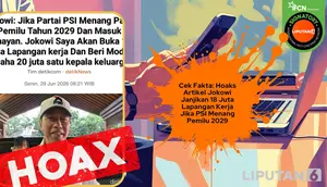 Cek Fakta: Hoaks Artikel Jokowi Janjikan 18 Juta Lapangan Kerja Jika PSI Menang Pemilu 2029