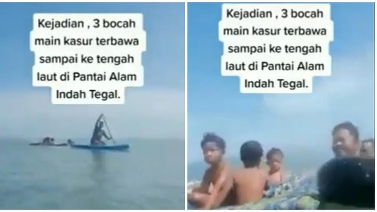 Viral Tiga Bocah Terbawa Arus ke Tengah Laut saat di Atas Kasur, Ini Faktanya