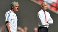 BUANG MEDALI - Jose Mourinho membuang medali perak FA Community Shield usai Chelsea kalah 0-1 dari Arsenal (BT Sport)