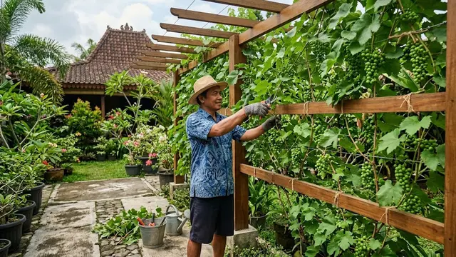 Memangkas serta Menata Rambatan Tanaman Anggur/AI Generated
