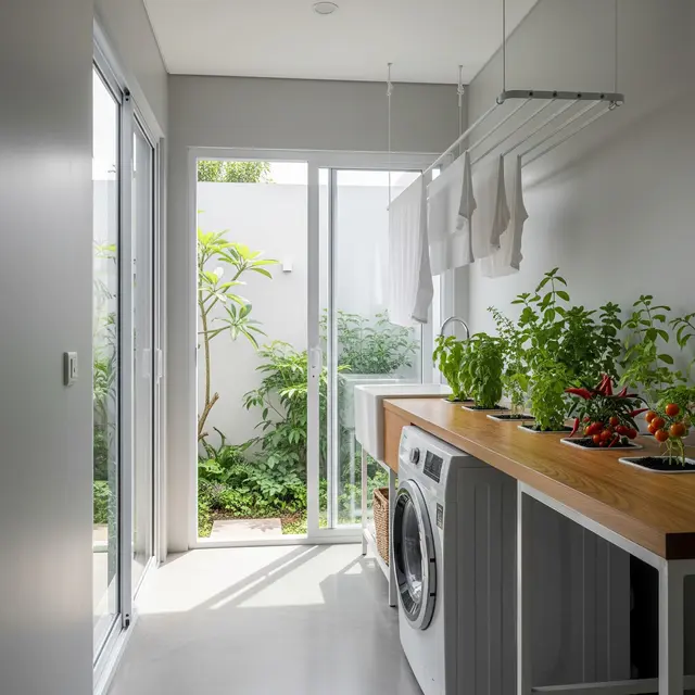 9 Desain Rumah Minimalis dengan Kebun Dapur di Area Cuci dan Jemur, Solusi Lahan Terbatas